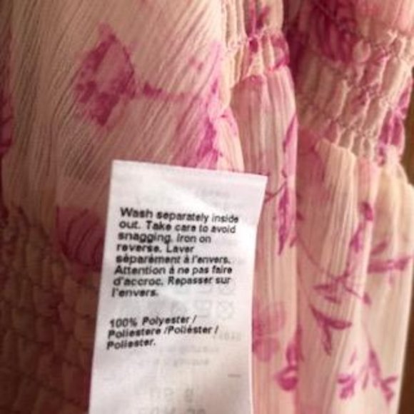 NWT, River Island, Size 6, Pink & White Floral, Semi-Sheer, Boho, Blouse - Picture 7 of 10